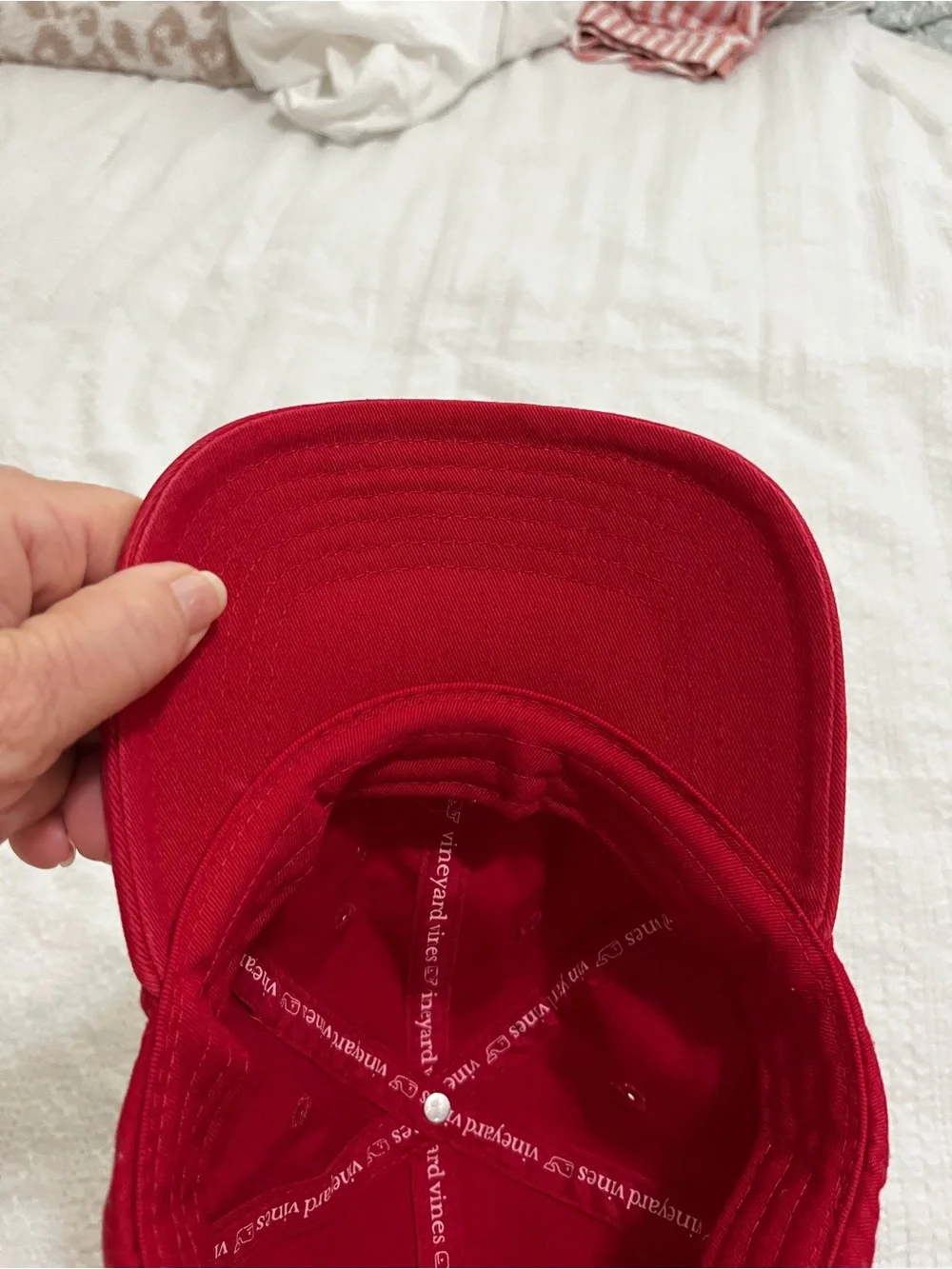 Vineyard Vines Red Youth Low Profile Baseball Cap with Grizzly Bear One Size